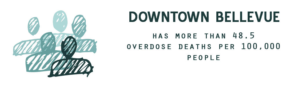 Downtown Bellevue sees more than 48.5 overdose deaths per 100,000 people