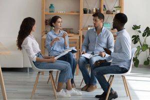 A group of people in an alcohol detox center program