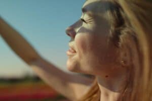 Woman experiencing the power of mindfulness in healing from trauma